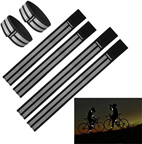 Fantaseal® High Reflective Cycling Bands Biking Band Bicycling Armband Safety Stripes Belt High Visibility Elastic Sports Wearable Bands Ankle Bands Armbands Wristband Sweatband Wrist Wrap Leg Strap Belt Reflective Fabric Tape Safety Cycling Brace for Riding Biking Motorcycling Bicycling Cycling Sports &amp; Outdoor Activity Gear (6-Pack 2 x 10 inch + 2 x 12 inch + 2 x 14 inch)-Black