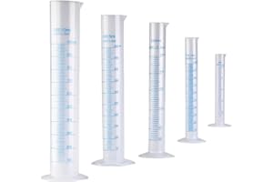 Milisten Messzylinder Set 5-Teilig Kunststoff Graduierte Messbecher 50Ml 100Ml 250Ml 500Ml 1000Ml Für Labor Und Industrie Präzises Abmessen