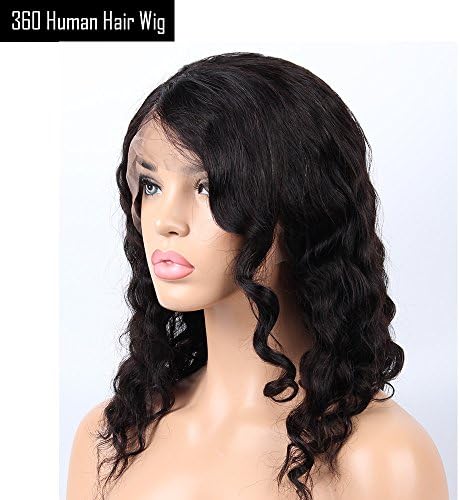 Pre Plucked 150% Density 360 Lace Wig Short Wave Full Lace Band Soft Brazilian Virgin Human Hair Wigs For Women with Baby Hair(10inch Bob Wave Wig, Natural Color)