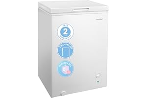 COMFEE' RCC102WH2UK(E) 99L Freestanding Chest Freezer, with Freezing and Refrigeration Conversion, Inverter Compressor, 4 Star Freezer Rating, Suitable for Outbuildings, Garages and Sheds - White