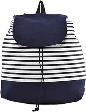 Damen Rucksack Maritim Sailor Streifen Canvas Backbag
