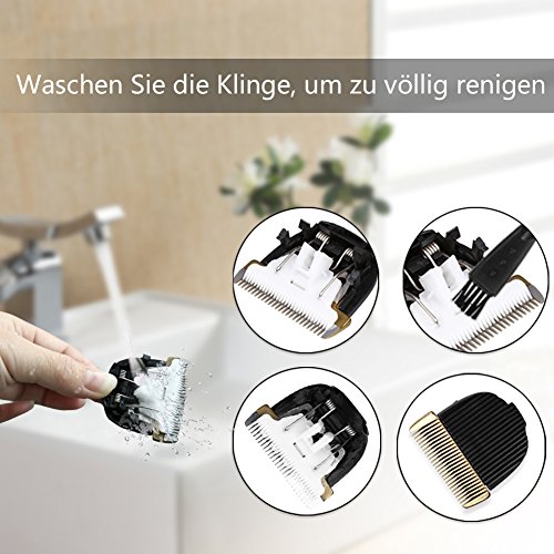 GHB Herren Kinder Profi Elektrischer Haarschneider Set Netz und Akkubetrieb Haarschneidemaschine mit 4 Aufsätzen Bartschneider Haartrimmer für Friseur Salon oder Privaten Gebrauch Rot - 6