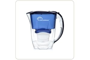 LITTLE BALANCE 8593 Filterkaraffe Ocean + 1 Filter, reduziert Mikroplastik, Chlor, Kalk und andere Verunreinigungen, 2,8 l, ultraschnelle Durchflussmenge, BPA-freier Kunststoff, blau