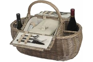 Red Hamper Red Hamper FH030 4 Person Boat Fitted Picnic Basket, Brown, 27 x 59 x 29 cm, Brown