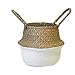 Produktbild Seegras Weidenkorb Blumen Topf faltender Korb Aufbewahrungskorb Spielzeug oder auch Blumentopf geeignet Handgewebter Flower Basket Seetang der spinnt Klappbarer Gewebter Faltkorb (22*20cm, Weiß)