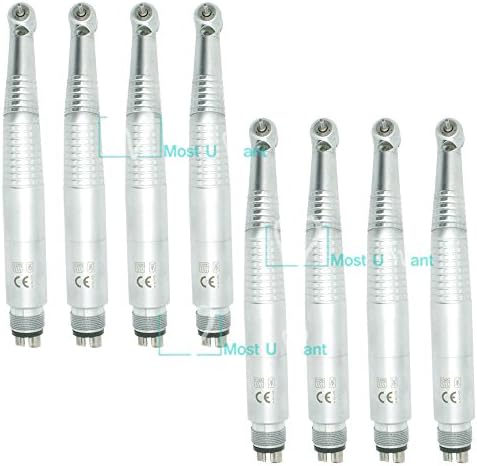 8pcs Dental Lab Push Button KAVO Style Optic Fiber High Speed Handpieces Air Driven Self-Power Illuminated LED Lamp 4Hole Triple Spray