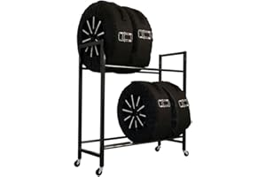 ‎PROREGAL PROREGAL Reifenregal CARRERO auf Rollen HxBxT 115x111x40cm bis zu 8 Reifen auf 2 Ebenen Schwarz Reifenständer Reifenhalter mit Rädern Garagenregal Werkstattregal Kellerregal für Autoreifen Garage