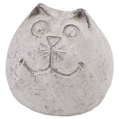 Katze Kugel Deko Objekt Steinguss grau Gartendeko Figur (9x10x10cm)