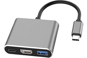 USB C to 4K HD.MI Adapter for MacBook Pro/Air, 3 in 1 USB-C Digital AV Multiport Adapter with 4K 30Hz, 100W Charging, USB 3.0 5Gbps Data Port Compatible with Mac M1 M2 Laptop iPad Pro/Switch