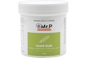 Mr.P Ingredients Gomme de Guar 100g, Gelatine en Poudre 200 Mesh, Épaississant Alimentaire pour Confiture, Sorbet, Glace, Sans Gluten, Vegan et Halal, Epaississant pour Liquides, Naturel y Sans OGM