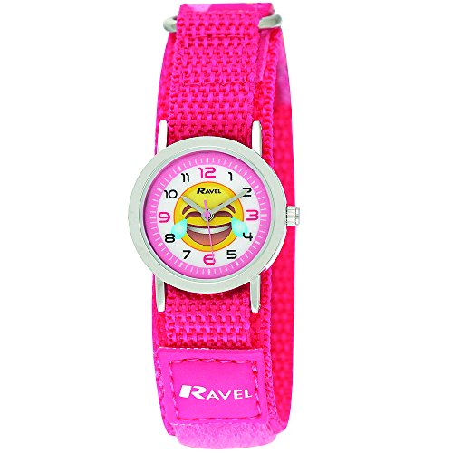 RavelChildren's Emoji Watch on Pink Easy Fasten Strap