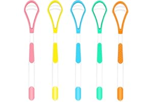 FENGLIN-JOY Zungenbürste,5 Stück 2-IN-1 Zungenreiniger,Zungenschaber für Erwachsene und Kinder Silikon Mundbürste Tongue Scraper Mundzungenbürste für frischen Atem