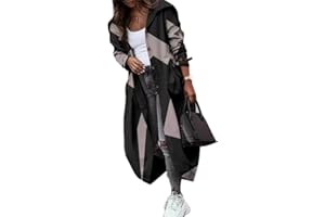 Godoboo Damen Windjacke Damen Regenjacke Frühling Herbst für Outdoor-Windbreaker Solide Mittel und Lang Revers Windjacke Jacken mit Kapuze Damen