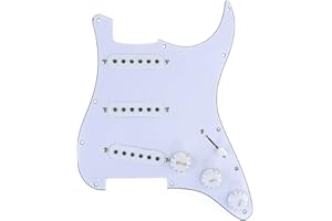 Musiclily 11 Agujeros SSS Pickguard Golpeador con Set de Pastillas Precableado para Guitarra Eléctrica Estilo ST,3 Capas Blanco