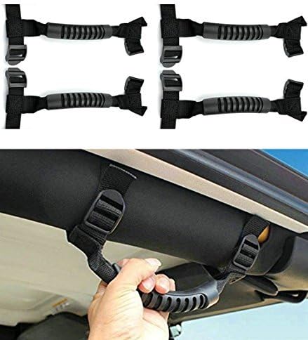 Jeep Grab Handles,4 Pack Kany Heavy Duty Unlimited Roll Bar Grab Handles Set, Jeep Wrangler Grab Bar, Easy-to-fit for Off Road Enthusiasts for Jeep Wrangler YJ TJ JK JKU Sports Sahara Freedom Rubicon