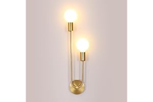 Riserva Applique Murale Interieur, E27 Lampe Murale Industrielle Vintage, Spot Mural Fer Rétro 2 Lumières Pour Chambre, Salon, Couloir, Porche, Balcon(Or, Sans Ampoule)