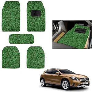 Cabix - 12 mm Anti Skid Curly Car Noodle/Grass Mat for Mercedes Benz GLA (Set of 5, Black Green)