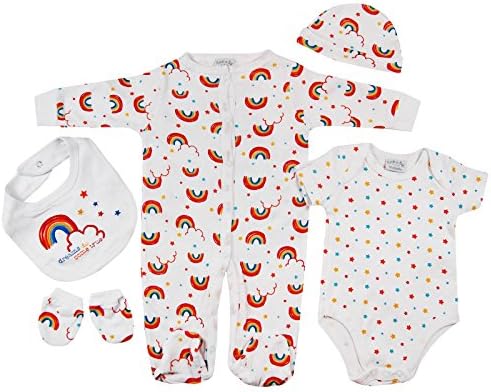 Presents Gifts For Newborn Baby Boys Girls Toddler Unisex Cute Clothing Sets Newborn 3-6 Months Outfits Bundles Pack Rainbow Stars First Christmas Xmas Christening From Aunty Uncle Grandma