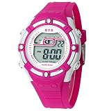Panegy Armbanduhr Digitaluhr Kinder Jungen Mädchen Multifunktion Armbanduhren Elektronische Stoppuhr Wasserdicht 30M für Reisen Camping Sport mit Datum Alarm Chronograph - Rot