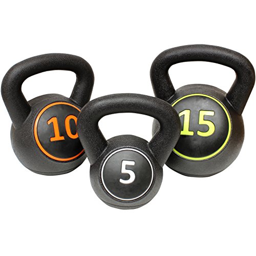 MiraFit 3-teiliges Kugelhantel-Gewichtsset mit Aufsteller – 5, 10 und 15 lb (2,2/4,5/6,8 kg) - 2
