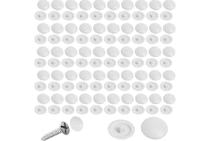 FunWorth 100 pezzi rotondi copriviti in plastica da 12 mm per viti a croce 7-8 mm, tappi di copertura a scatto per mobili (Bianco)