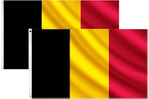 COCOSY 2 Stück Belgien Fahne - 90 x 150 cm 100% Polyester Belgien Flagge mit Messing-Ösen - Wetterfeste & Langlebige België Belgique Flagge für Sport & Feierlichkeiten