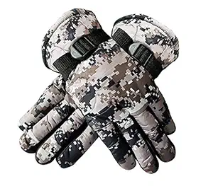 KERWA Warm Snow and Windproof Winter Gloves for Men Protective Warm Hand Riding, Cycling, Bike Motorcycle Gloves (Grey)