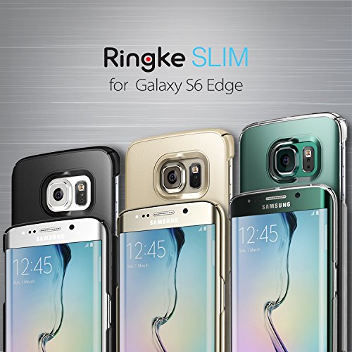 Funda Galaxy S6 Edge - Ringke SLIM    Completo Top   Bottom Cobertura    BLACK  Fluid Borde Curvo Touch Dise  o Avanzada Dual Coating Tecnolog  a All Around Protecci  n de Borde Duro Carcasa Funda para Samsung Galaxy S6 Edge - ECO Paquete