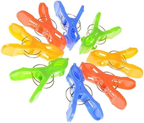 Gankarii 8pcs 5" Large Sized Bright Color Plastic Beach Towel Clips Quilt Clips