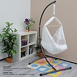 DuneDesign Babyhängematte Baby-Feder-Wiege mit Spreizstab Befestigungsset | 100% Baumwolle Naturstoff | Kinderhängematte Hängewiege | Babyschaukel in Weiß | Balstbarkeit max. 15KG - 8