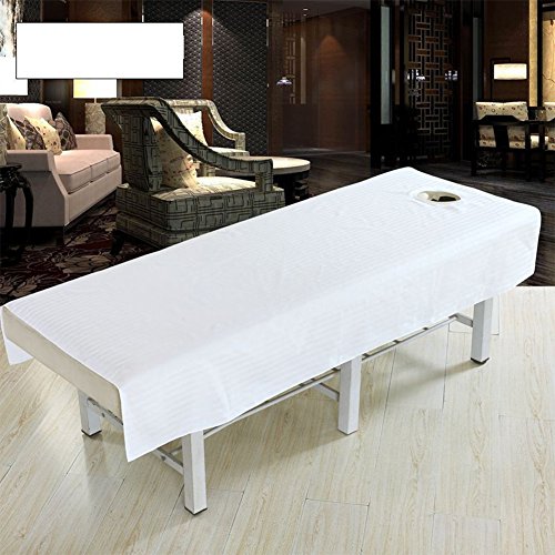 Zantec Housse de table de massage Coton Étanche Mode Salon de Beauté Corps Spa Massage Table Tissu Feuille de Couverture de Lit avec Visage Trou Pur Couleur