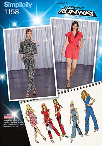 Simplicity Damen Schnittmuster 1158 Lange & kurze Jumpsuits & Gürtel