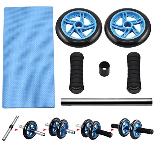 Yahee Bauchtrainer AB Roller Wheel Bauchmuskeltrainer inkl. Knieauflage Blau - 4