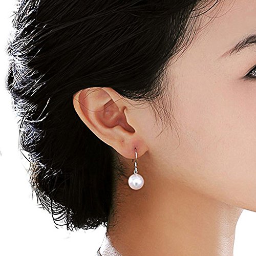 Hosaire Ohrringe Mode Weiss Perlen Anhänger Damen Ohrring für Geburtstag Valentinstag Geschenk Ohrhänger - 2