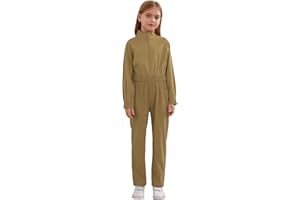 CHICTRY Tuta Completo Intero da Lavoro Bambina Jumpsuit Manica Lunga Salopette Lungo Tuta Meccanici Gommisti Postale con Elastici in Vita Pagliaccetto Workwear