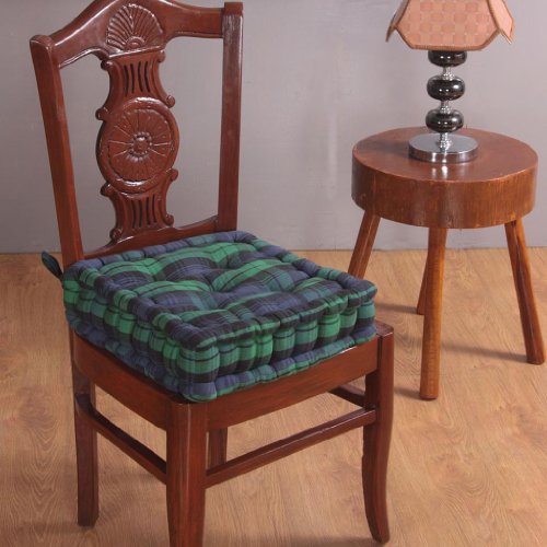 Homescapes extrahohes Sitzkissen orthopädisch mit Bändern Sitzerhöhung Aufstehhilfe ca. 40 x 40 x 10 cm, Bezug aus Baumwolle, 100% Polyester Füllung, Schottenmuster Blackwatch Tartan blau grün kariert - 3