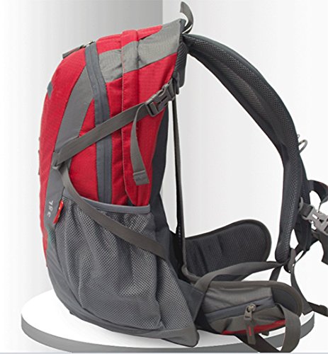 wnnideo 35L interne Rahmen Rucksack Wasserdicht Wandern Rucksack Wanderrucksack Trekking Tasche für Klettern, Camping Wandern, Bergsteigen, Reisen und (pn-09789) Rot