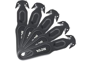 Nova Safety Cutter Tool, Safety Box Cutter Knife, Ergonomic Film Cutting Blade, Box, Strap, Carton, Package, Envelope and Letter Opener (Black, 5 pcs)