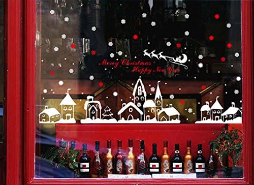 Christmas Snowflakes Town Window Wall Stickers Decoration By DoraMe (60*90cm, White)