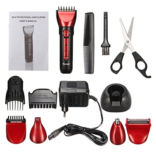Herrenrasierer, LuckyFine 5In1 Haarschneider Rasierer Nasen-Ohr-Bartschneider Trimmer Schere Adapter Ladegeräthalter Vatertag geschenke - 6