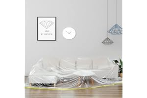 HFCOONY 1 Pack Plastic Sofa Cover l shape,Corner Sofa Cover Waterproof,146"/12ft Plastic Dust Sheets Protector Sofa Slipcovers for Furniture Bed Couch Moving Storage.Sofa Storage Bag