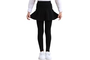 boruizhen Gonna Pantalone Bambina Cotone Leggins Bambina Volant Leggings Lunghi Bambina Nero 2-9 Anni