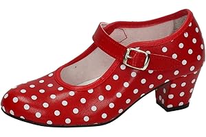 MADE IN SPAIN 17 SEVILLANAS FLAMENCOS NIÑA Zapatos TACÓN Rojo