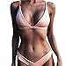 Produktbild LCLrute Qualitäts Rosa V-förmige Frauen-reizvoller Push-Up gepolsterter BH-Strand-Halter-Bikini-gesetzte Badeanzug-Badebekleidung (L)