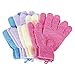 Produktbild Juvale 4-pair-Peeling-Handschuhe, Handschuhe, als-Peeling mit Scrubber Luffa, verschiedene Farben, für Damen und Herren
