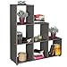 Produktbild FineBuy Stufenregal Lena Grau Treppenregal für Ordner & Bücher 6 Fächer Holz | Design Raumteiler Regal | Modernes Aktenregal | Bücherregal