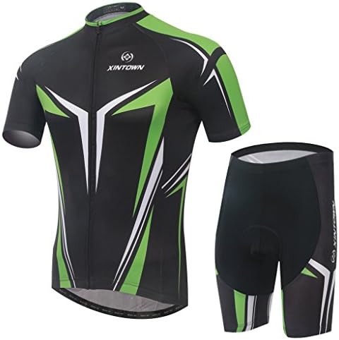 XINTOWN Summer Breathable Quick Dry Lightweight Comfortable Men Short Sleeve Jersey + Padded Shorts Cycling Suit Clothing Set Riding Sportswear