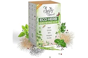 Sprig & Sprout Herb Growing Kit to Grow Your Own Herb Garden - 5 Organic Herb Seeds, 5 Bamboo Pots & Trays, 5 Germination Pellets, Laser Bamboo Plant Tags - Gift Set for The Gardening Lover