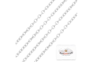 Beebeecraft 1 caja de Cadena de Cable de 1 m Cadena Plana de Plata de Ley A Granel para Fabricación de Joyas