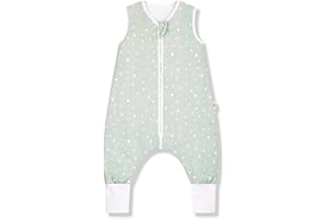 Sleeping Rebels® Baby Schlafsack mit Füßen - Ganzjahres Babyschlafsack mit Beinen - Schlafsack Kinder - 2.5 TOG - Bio-Baumwolle - Oeko-Tex - Premium Schlafsack (Sage, 70 cm)